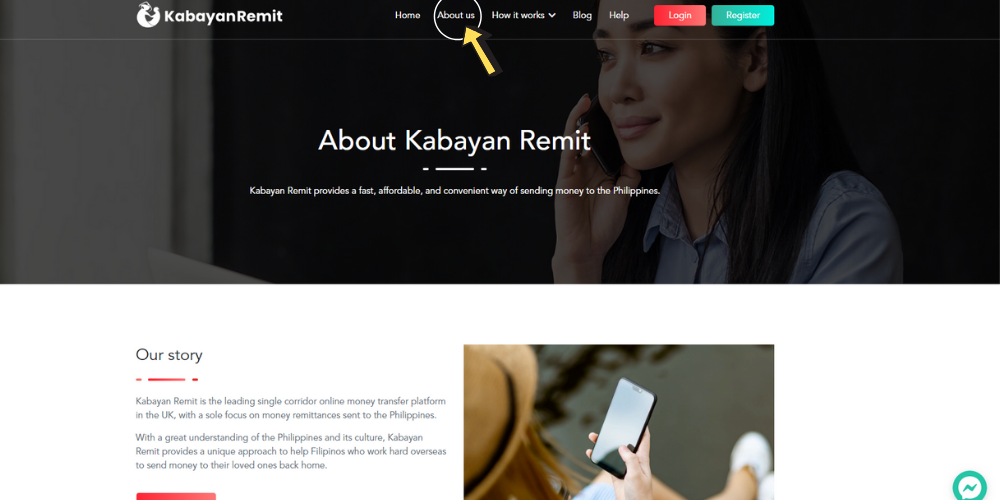 About Us page on Kabayan Remit website