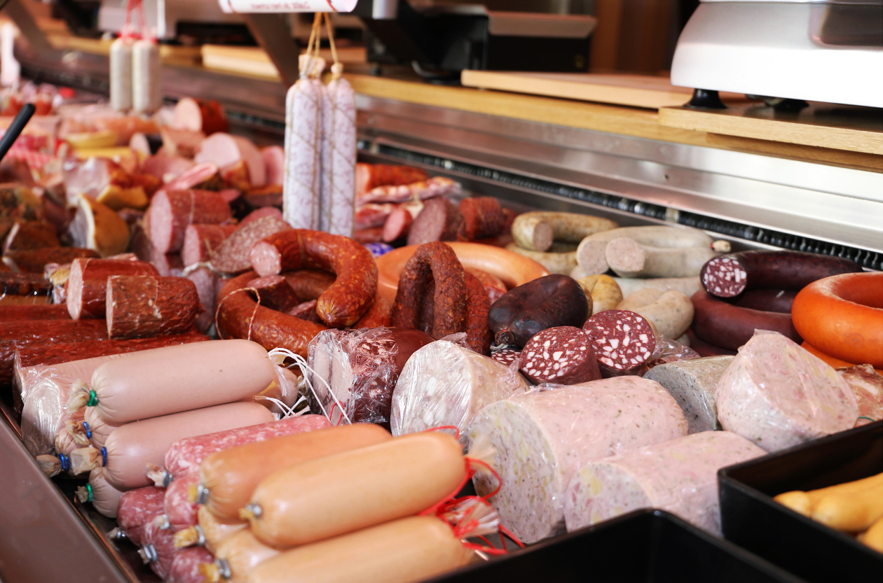Different types of German sausages.