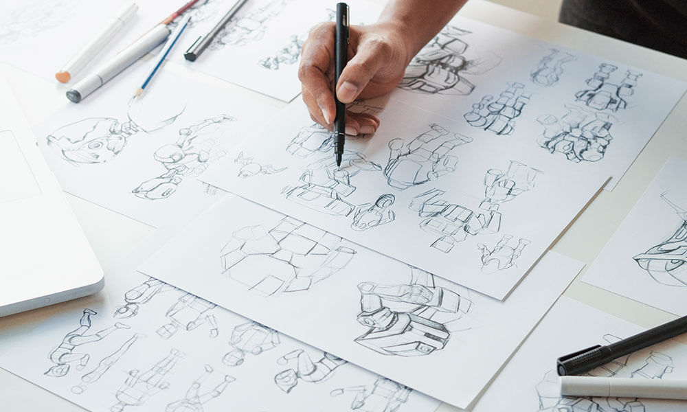 animator producing drawings for film