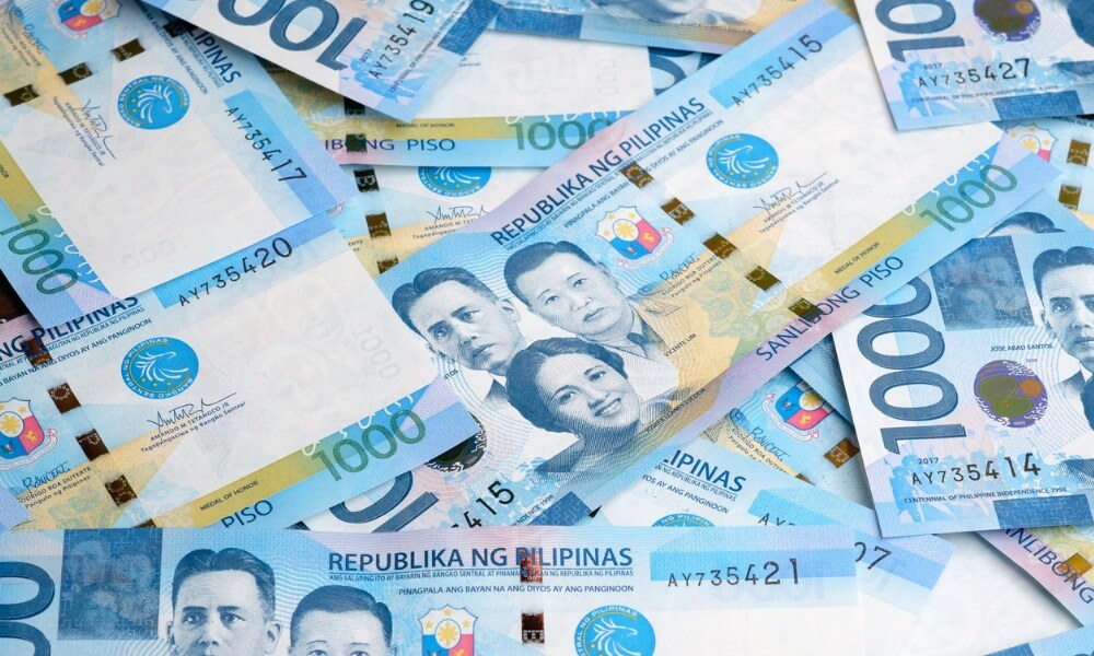 One thousand peso bills